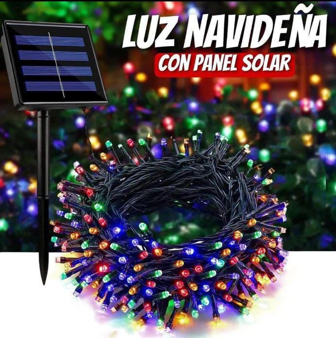 Luces Navideñas con Panel Solar  30 METROS COLORIDO🌞🔋