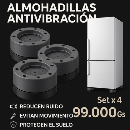 Pack 4 Soportes Antideslizantes + Antivibración para Lavadora 💥🌀