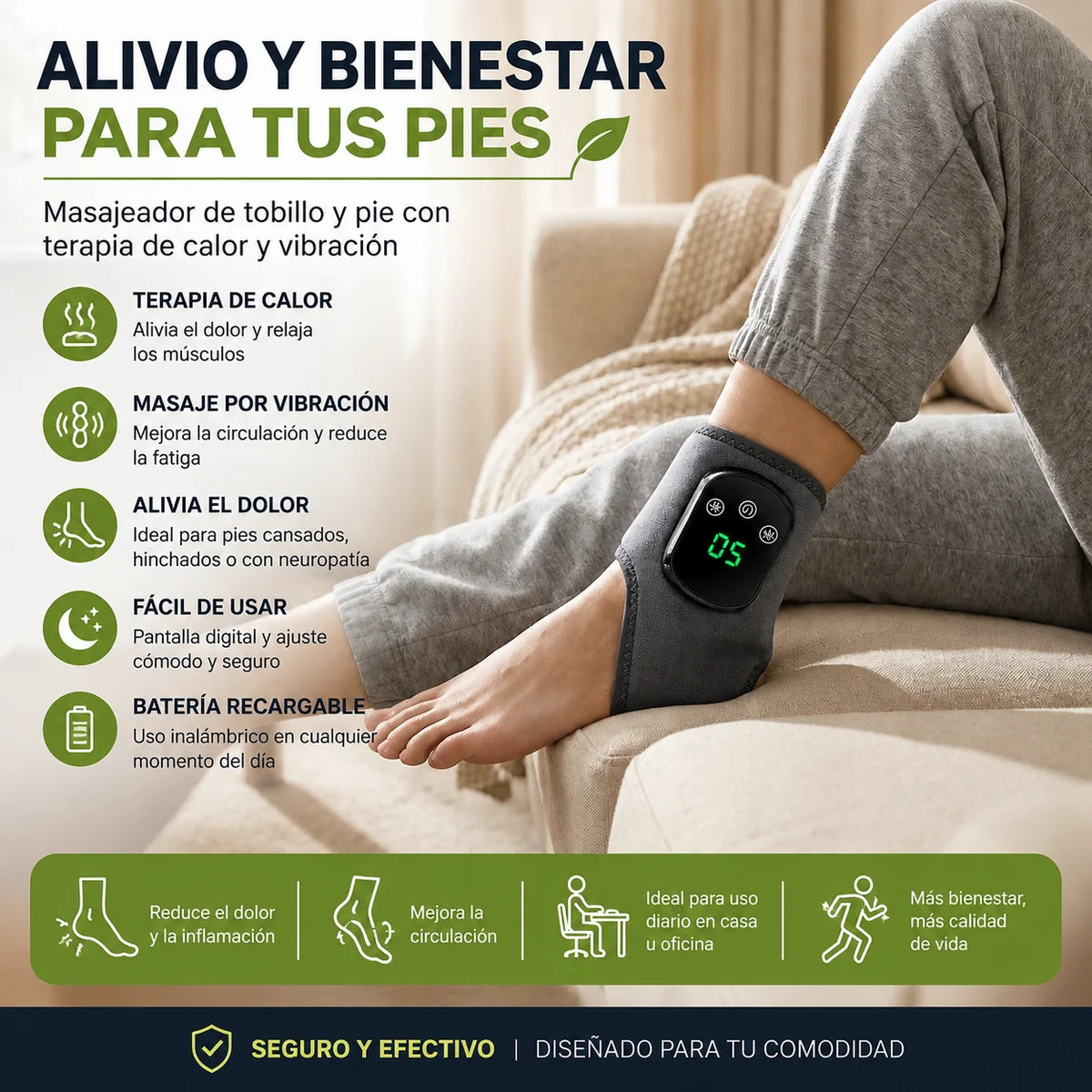 Ritval - Masajeador Térmico 3 en 1 para Pies y Tobillos