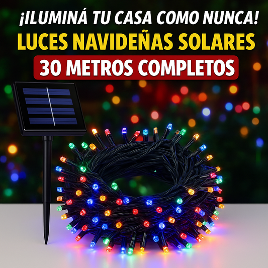Luces Navideñas con Panel Solar  30 METROS COLORIDO🌞🔋