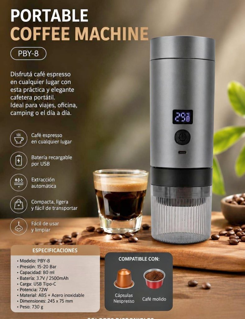 Cafetera Portátil 3 en 1 – Edición Premium-compatible con Nespresso y Dolce Gusto