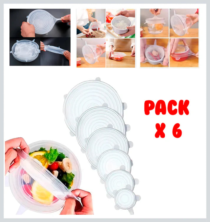 Set De 6 Tapas De Silicona Reutilizables
